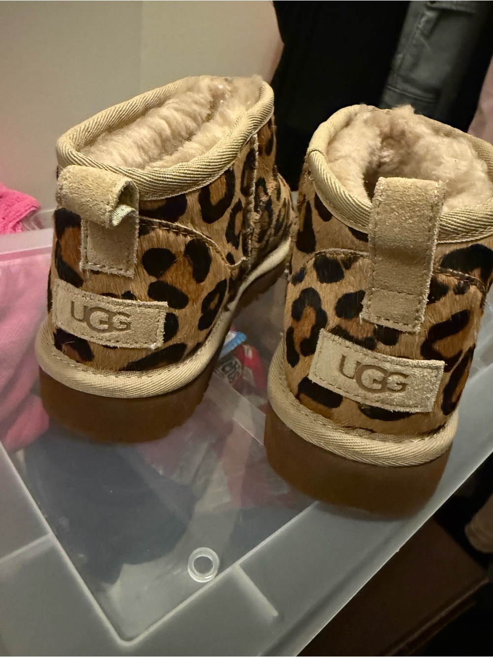 UGG Kids Leopard Print Shearling Booties - Tan, Brown